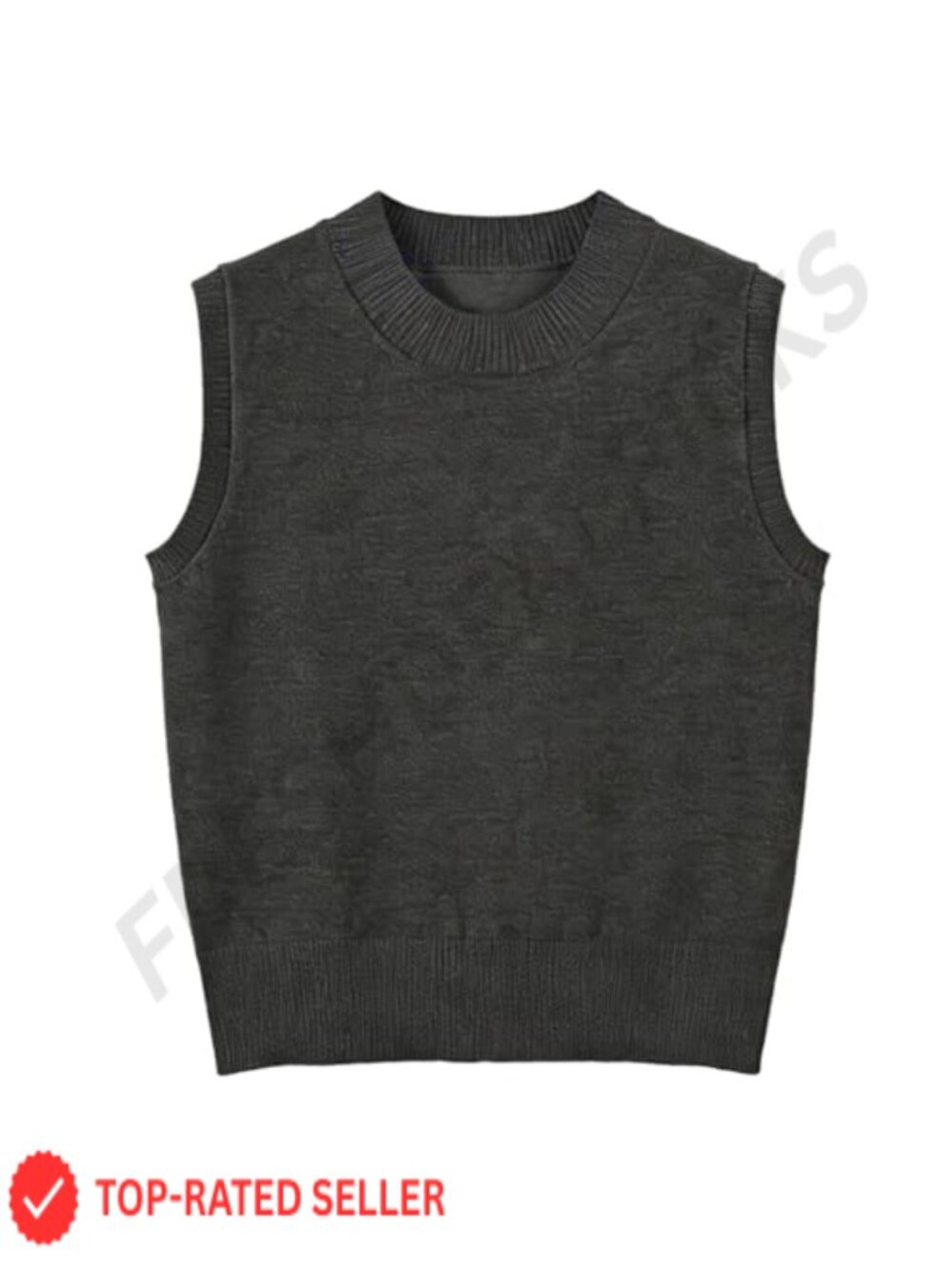 Crewneck Sweater Vest Sleeveless Ribbed Pullover Knit Tank Top